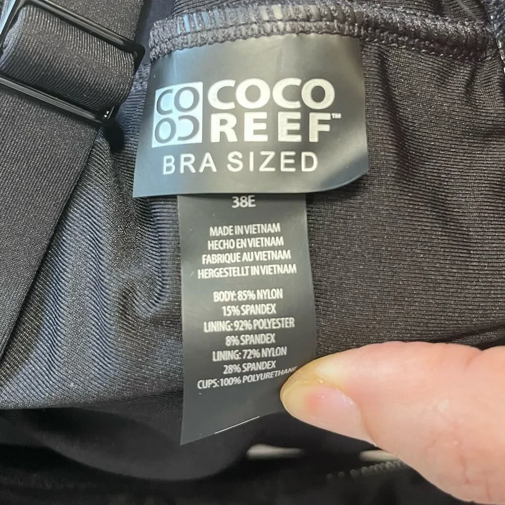 Coco Reef Elevate Bra Sized Shirred Front Underwire Bikini Top Modest Black Swim